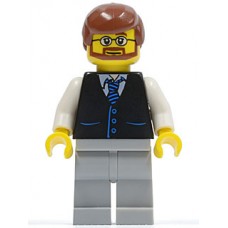 twn048 Black Vest with Blue Striped Tie